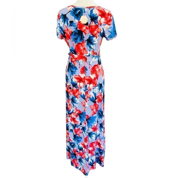 New with tags Pink Blush maternity floral wrap style maxi dress size L - Picture 3 of 8